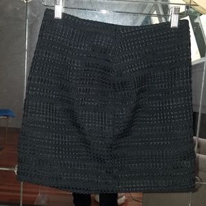 H&M Black Texture Tweed Skirt